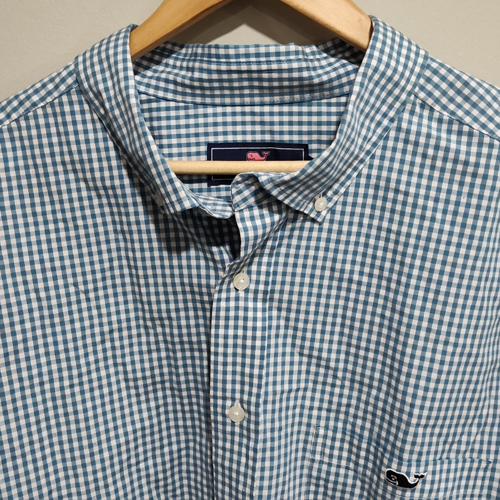 Vineyard Vines Shirt Men's XB Classic Fit Poplin Long Sleeve Blue Gingham NWT - Picture 2 of 11